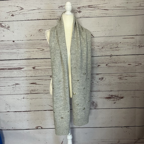 Banana Republic Scarf Embellsished Made of Italian Yarn Merino Wool Blend - Picture 1 of 10